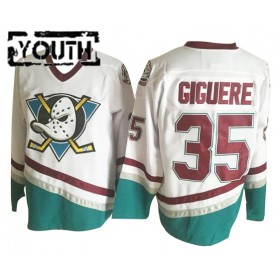 Anaheim Ducks Mighty Ducks Hockeydrakt Jean-Sebastien Giguere 35 CCM Throwback Hvit Authentic - Barn